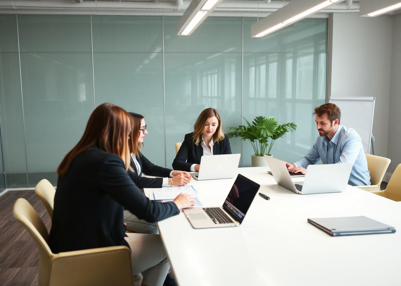 Advantage Management staff reviewing community association documents around a conference table